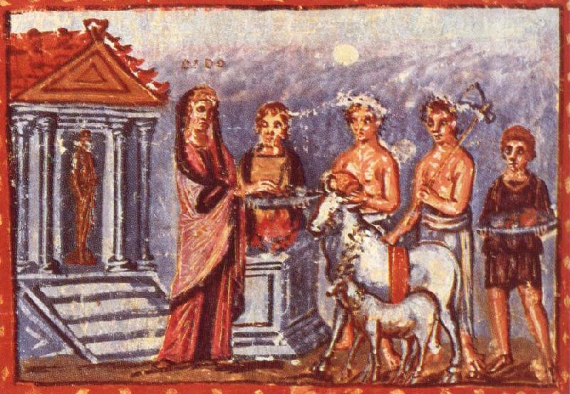 unknow artist Dido draagot offerings on, illustration by Aeneis of Vergilius Spain oil painting art